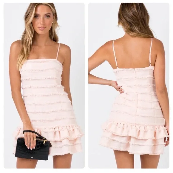 knee length dresses for ladies Textured Ruffle Dress